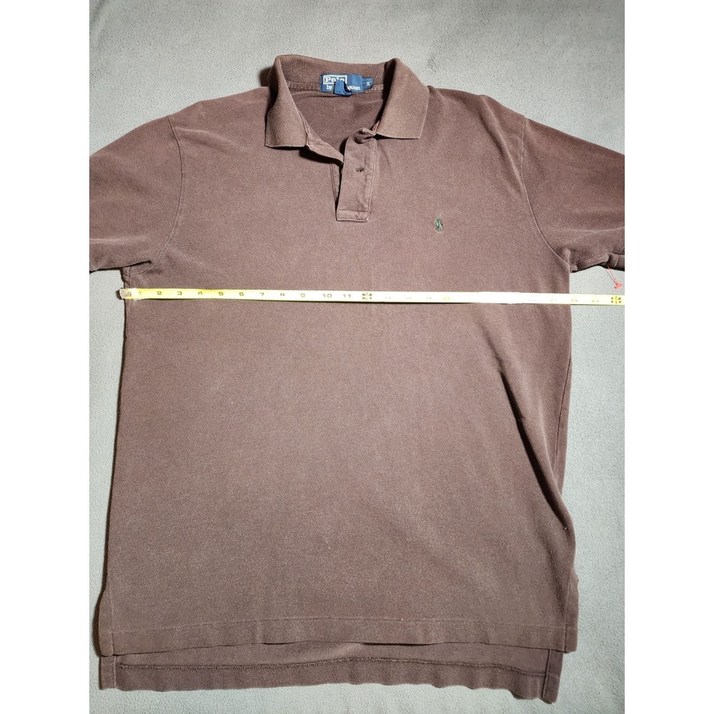 Polo Ralph Lauren T-Shirt Men Medium Brown Short Sleeve Collared Green Pony - Picture 13 of 16